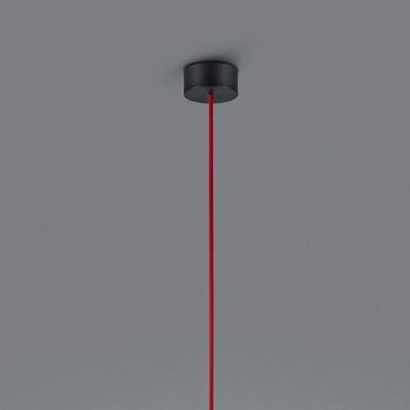 Helestra DORO Hängeleuchte in Schwarz mit roter Zuleitung aus Aluminium und Acrylglass