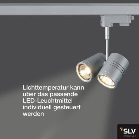 SLV 152232 BIMA II Leuchtenkopf, silbergrau, 2xGU10, max. 50W, inkl. 3P.-Adapter