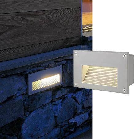 SLV 229702 BRICK LED DOWNUNDER Wandeinbauleuchte warmweisse LED eckig silbergrau IP54