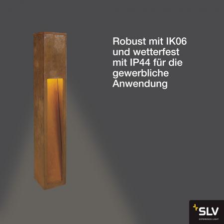 SLV 229411 RUSTY SLOT 80cm hohe Wegeleuchte aus Eisen mit Rostpatina IP44