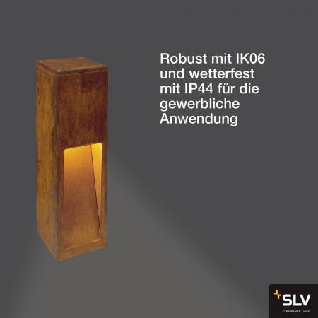 SLV 229410 RUSTY SLOT 50cm hohe Wegeleuchte Eisen mit Rostpatina IP44