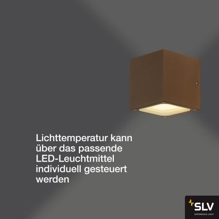 SLV 232537 SITRA CUBE Außenwandleuchte rostfarben Würfelform up&down Licht IP44