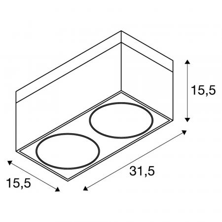 SLV 117111 KARDAMOD SURFACE SQUARE ES111 DOUBLE Deckenleuchte eckig weiss