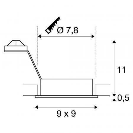 Schlichte schwenkbare Deckeneinbauleuchte aus gebürstetem Aluminium rechteckig geformt NEW TRIA I SLV 111726