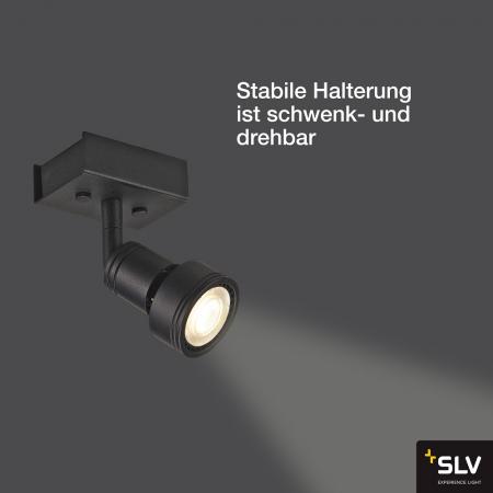 SLV 147360 PURI 1 Wand- und Deckenstrahler, matt schwarz mit Decoring