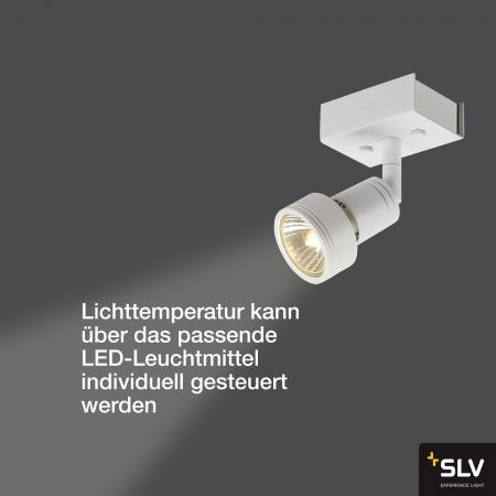 SLV 147361 PURI 1 Deckenleuchte, mattweiss, für 1xGU10, max. 1x50W, mit Decoring