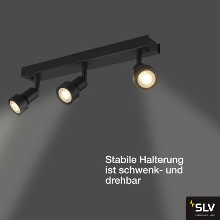 SLV 147380 PURI 3lfammiger Deckenstrahler in mattschwarz mit Decoring