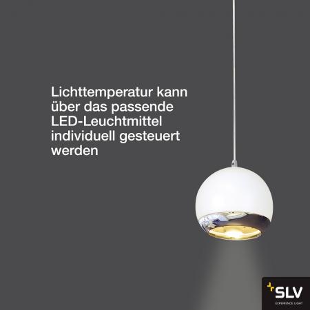 SLV 143621 LIGHT EYE Pendelleuchte, weiss/ chrom, GU10, max. 75W, inkl. 1P.-Adapter
