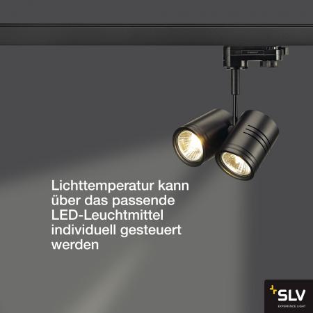 SLV 152230 BIMA II Leuchtenkopf, schwarz, 2xGU10, max. 50W, inkl. 3P.-Adapter