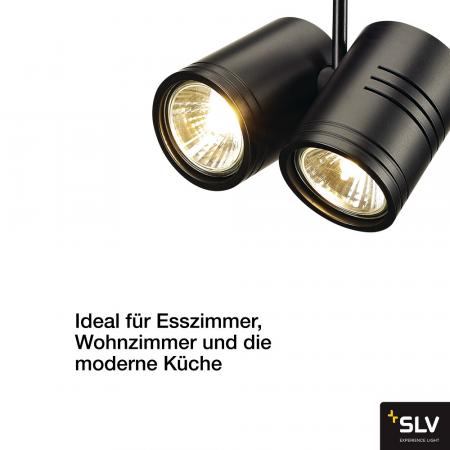 SLV 152230 BIMA II Leuchtenkopf, schwarz, 2xGU10, max. 50W, inkl. 3P.-Adapter