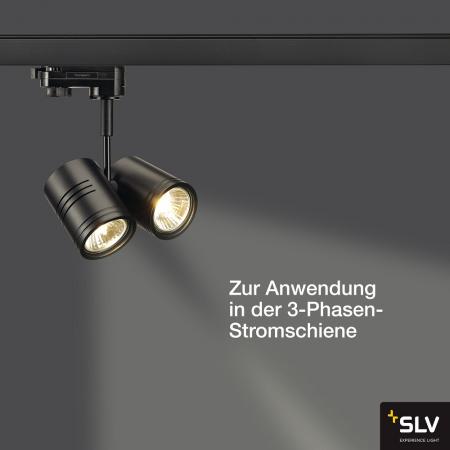 SLV 152230 BIMA II Leuchtenkopf, schwarz, 2xGU10, max. 50W, inkl. 3P.-Adapter