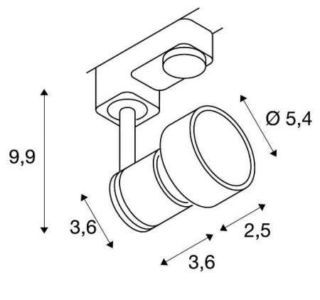 SLV 153560 PURI Lampenkopf, schwarz, GU10 , max. 50W, inkl. 3P.-Adapter