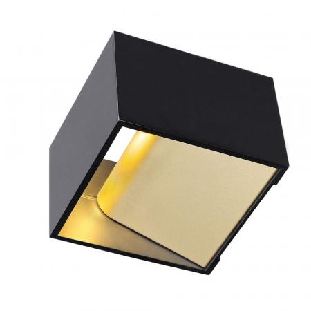 Würfelförmige minimalistische Wandleuchte LOGS in schwarz/gold inkl. warmweißer LED von SLV 151320