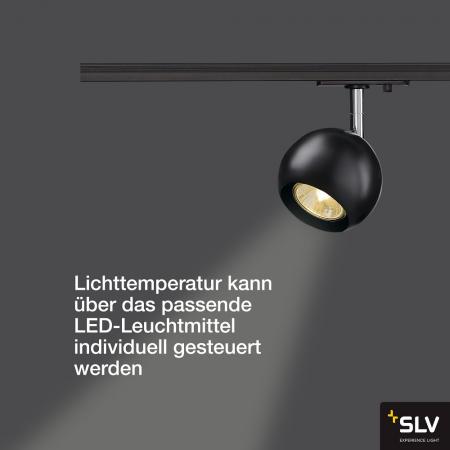 SLV 144010 LIGHT EYE Spot GU10, schwarz/ chrom, GU10, max. 50W, inkl. 1P.-Adapter