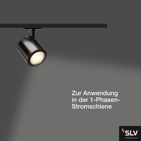 SLV 1000712 ENOLA_C LED Strahler für 1Phasen Hochvolt-Stromschiene, 3000K, schwarz, 55°, inkl. 1 Phasen-Adapter