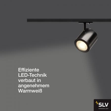 SLV 1000712 ENOLA_C LED Strahler für 1Phasen Hochvolt-Stromschiene, 3000K, schwarz, 55°, inkl. 1 Phasen-Adapter