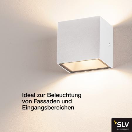 SLV 1002033 SITRA CUBE LED Wandleuchte für innen & außen in weiß inkl.warmweiße LED IP44