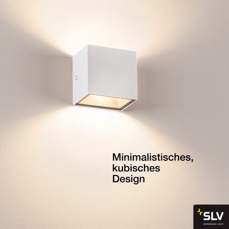 SLV 1002033 SITRA CUBE LED Wandleuchte für innen & außen in weiß inkl.warmweiße LED IP44