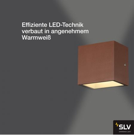 SLV 1002034 SITRA CUBE WL LED Outdoor Wandleuchte rost warmweiße LED IP44