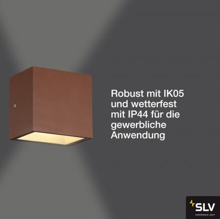 SLV 1002034 SITRA CUBE WL LED Outdoor Wandleuchte rost warmweiße LED IP44