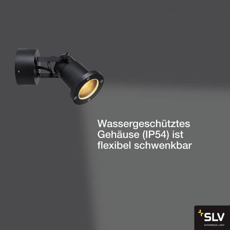 SLV 1002867 NAUTILUS Dreh- und schwenkbarer Außenwand- und Deckenstrahler in schwarz