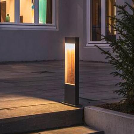 SLV 1002957 FLATT POLE 65cm hohe Wegeleuchte in anthrazit/braun Holzoptik warmweiße LED