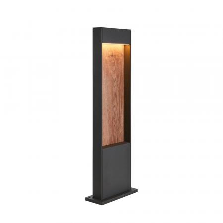 SLV 1002957 FLATT POLE 65cm hohe Wegeleuchte in anthrazit/braun Holzoptik warmweiße LED