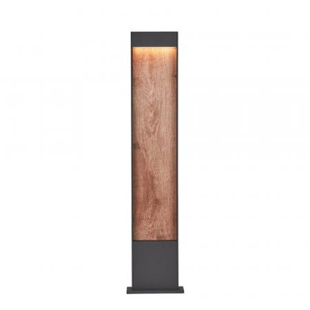 FLATT POLE LED Wegeleuchte 100cm hoch in anthrazit/braun Holzoptik SLV 1002959 mit umschaltbarer Farbtemperatur IP65