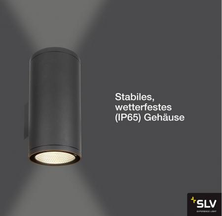 SLV 1003441 ENOLA ROUND UP&DOWN L Outdoor LED Wandleuchte anthrazit umschaltbare Farbtemperatur - hohe Farbwiedergabe