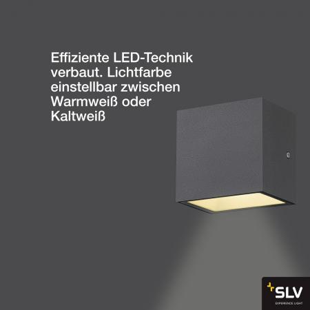 SLV 1005148 SITRA S WL SINGLE LED Außen Wandleuchte anthrazit umschaltbare Farbtemperatur