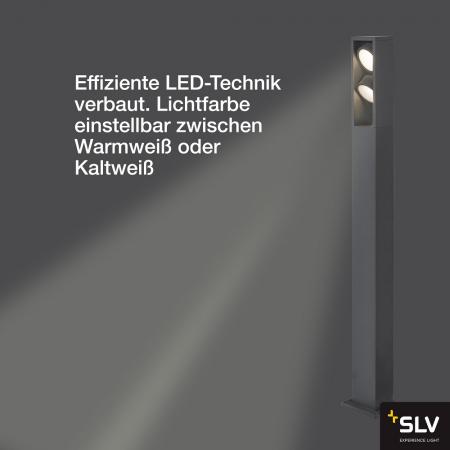 SLV 1005439 ESKINA FRAME 125 Pole Wegeleuchte anthrazit mit umschaltbarer Farbtemperatur und schwenkbaren Köpfen