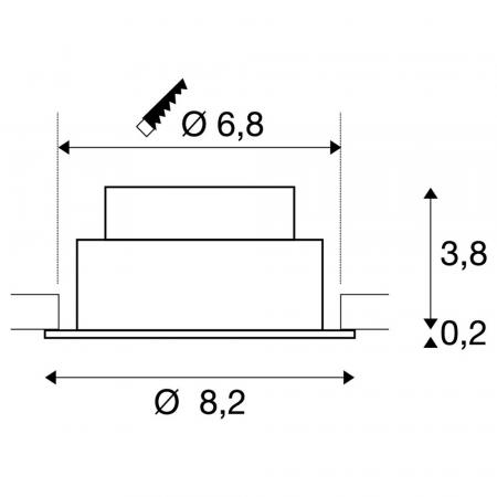 SLV 1007425 NEW TRIA 68 Deckeneinbauleuchte dimmbar Tunable White 60°, IP 20, in weiß CRI90 Einbau⌀ 68mm Einbautiefe 45mm