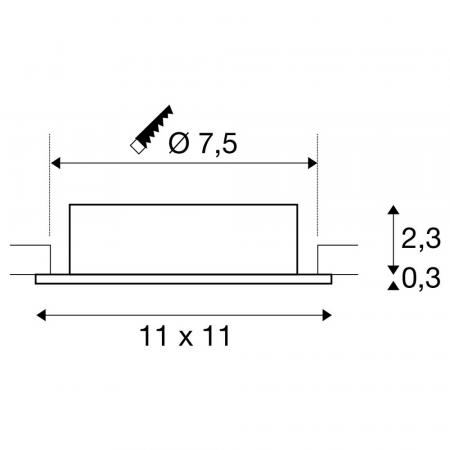 SLV 1007628 NEW TRIA 75 XL  Deckeneinbauleuchte für GU10, IP 20, schwarz, Einbau⌀ 75mm, Einbautiefe 65mm