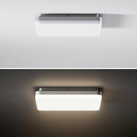 Rechteckige LED-Deckenlampe 21x21cm Bad 15W warmweißes Licht IP44 Sigor