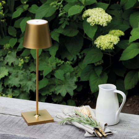 Sigor Akku-Tischleuchte NUINDIE rund royal gold dimmbar 38cm IP54 In- & Outdoor