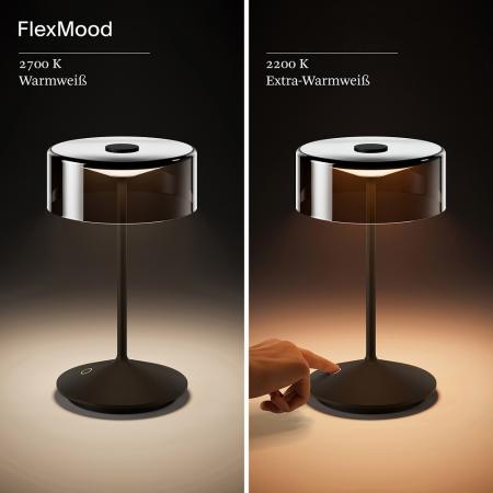 Sigor Akku-Glasleuchte Numotion in Nachtschwarz mit FlexMood 2200K/2700K 265mm IP54 In- & Outdoor