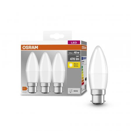 3er Pack OSRAM LED BASE Lampe B22d Bajonett Fassung matt 5,7W wie 40W warmweiß