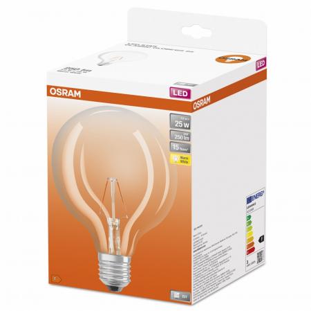 Osram E27 LED GLOBE 25 Filament LED Lampe 2,5W wie 25W warmweißes Licht