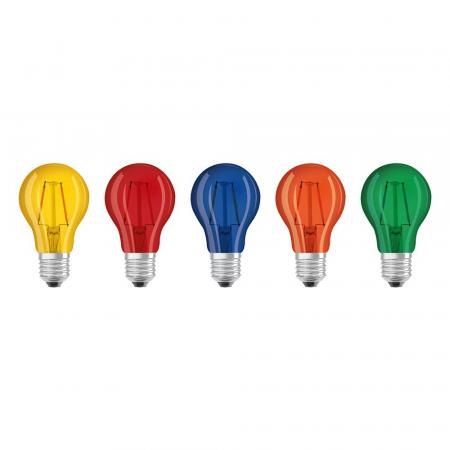 5er OSRAM E27 LED Party Lichterketten Lampen 1,6W Color Box: Blau/Grün/Orange/Rot/Gelb