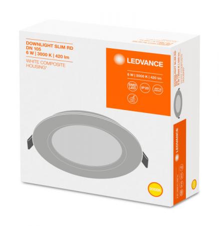 LED Panel LEDVANCE Downlight Slim DN105 Round 6W 3000K weiß