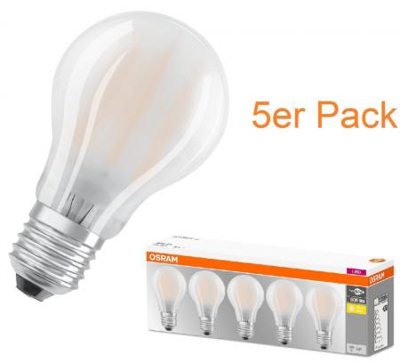 5er PACK Osram E27 LED Leuchtmittel Matt Filament 6,5W wie 60W warmweißes Licht