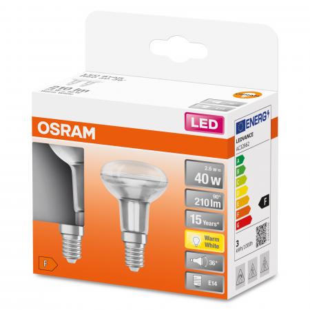 2er Pack OSRAM LED E14 Reflektor R50 36° Abstrahlwinkel 2,6W wie 40W warmweiß