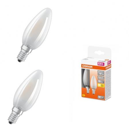 2er Pack OSRAM E14 LED STAR RETROFIT Lampe Kerzenform matt 4W wie 40W warmweißes Licht