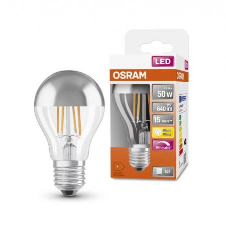 OSRAM E27 LED Retrofit Classic Kopfspiegellampe 6,5W wie 50W 2700K warmweißes Licht dimmbar Birnenform