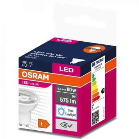 OSRAM GU 10 Value PAR16 LED Reflektor 36° 6.9W wie 80W Tageslichtweiß 6500K - schmaler Lichtkegel