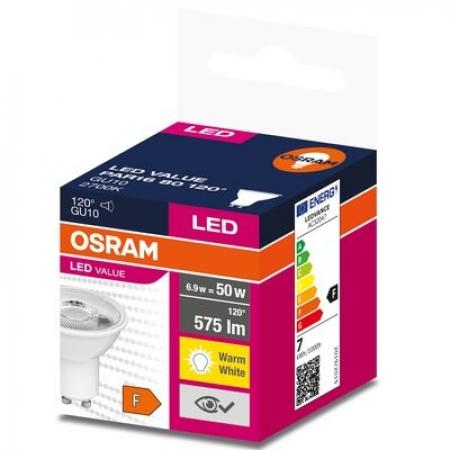 OSRAM GU 10 Value PAR16 LED Reflektor 120° 6.9W wie 50W warmweiss - breiter Lichtkegel