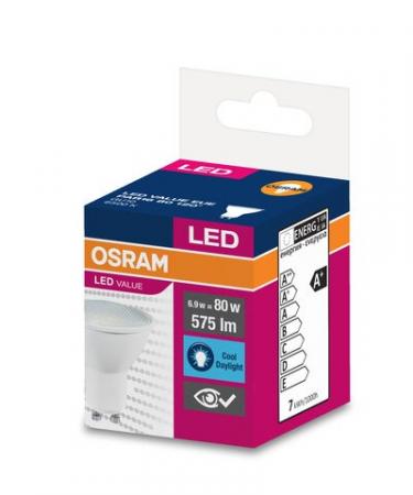 OSRAM GU 10 Value PAR16 LED Reflektor 120° 6.9W wie 50W Tageslichtweiß 6500K - breiter Lichtkegel