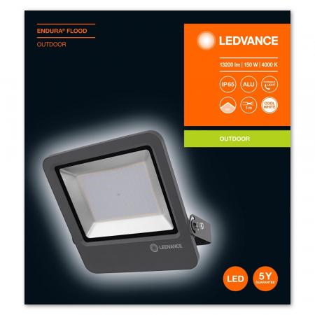 LEDVANCE LED Fluter ENDURA FLOOD 150W DG 4000K Neutralweißes Licht für den Außenbereich IP65 grau