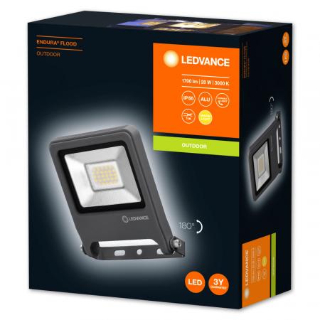 LEDVANCE Endura Flood LED 20W DG 3000K Warm white Fluter Floodlight IP65 grau