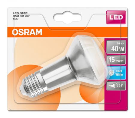 Osram E27 LED Reflektor R63 3.3W wie 40W universalweisses Licht 36° Abstrahlwinkel - Nur noch angezeigter Bestand verfügbar
